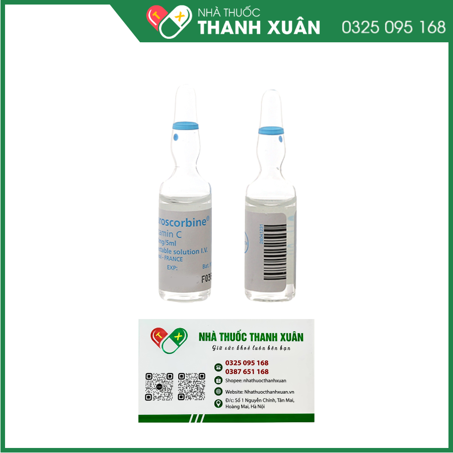 Dung dịch tiêm Laroscorbine 500mg/5ml ngừa thiếu vitamin C (6 ống x 5ml)